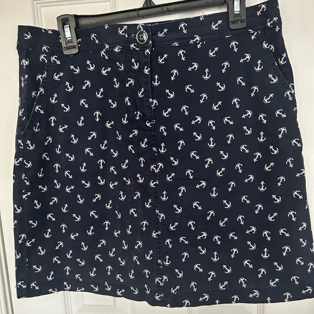 Karen Scott Skort Navy Blue Nautical Sailboat Print Skort
